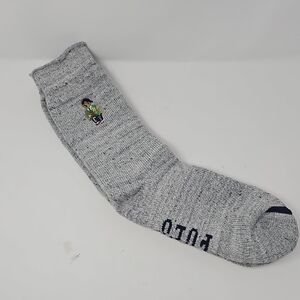 NWT Polo Ralph Lauren Teddy Bear Heather Grey Gray Socks Mens 10-13 Thick Cotton